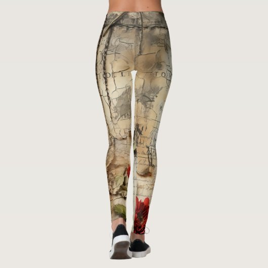 ヴィンテージパーチメント愛の手紙と花(10) レギンス (裏面)