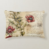 ヴィンテージパーチメント愛の手紙と花(1) アクセントクッション (正面)