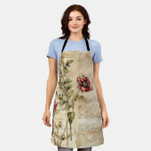 ヴィンテージパーチメント愛の手紙と花(1) エプロン (着用した状態)
