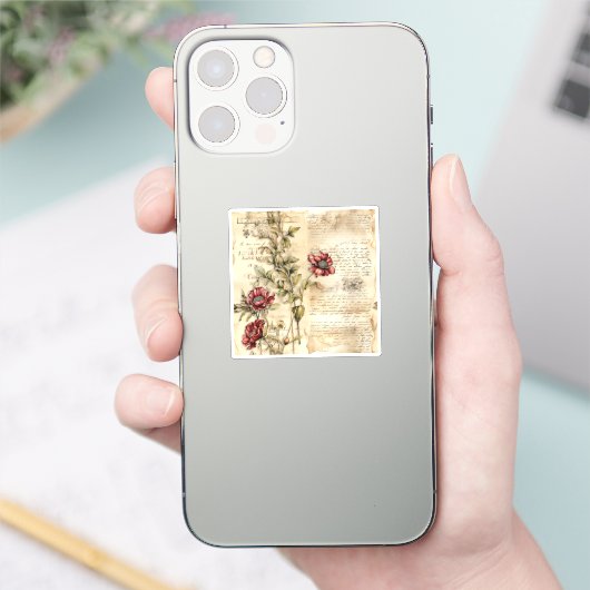 ヴィンテージパーチメント愛の手紙と花(1) シール (スマートフォン)