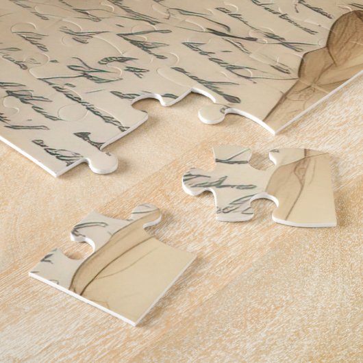 ヴィンテージパーチメント愛の手紙と花(1) ジグソーパズル (側面)