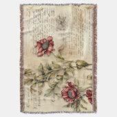 ヴィンテージパーチメント愛の手紙と花(1) スローブランケット (正面縦)