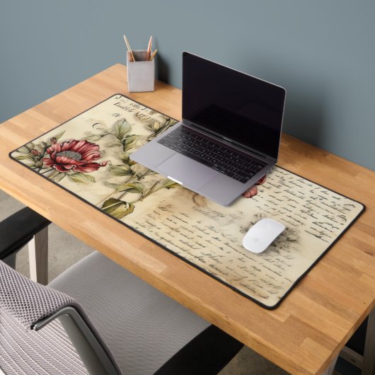 ヴィンテージパーチメント愛の手紙と花(1) デスクマット (オフィス2)