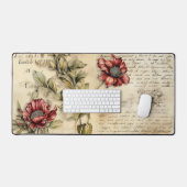 ヴィンテージパーチメント愛の手紙と花(1) デスクマット (キーボード&マウス)