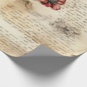 ヴィンテージパーチメント愛の手紙と花(1) ラッピングペーパー (角)