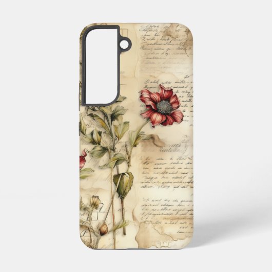 ヴィンテージパーチメント愛の手紙と花(1) SAMSUNG GALAXYケース (裏面)