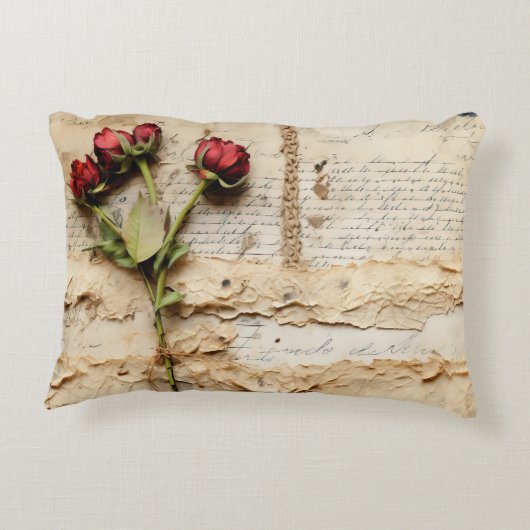 ヴィンテージパーチメント愛の手紙と花(2) アクセントクッション (裏面)