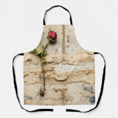 ヴィンテージパーチメント愛の手紙と花(2) エプロン (正面)