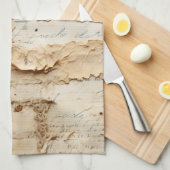 ヴィンテージパーチメント愛の手紙と花(2) キッチンタオル (四つ折り)