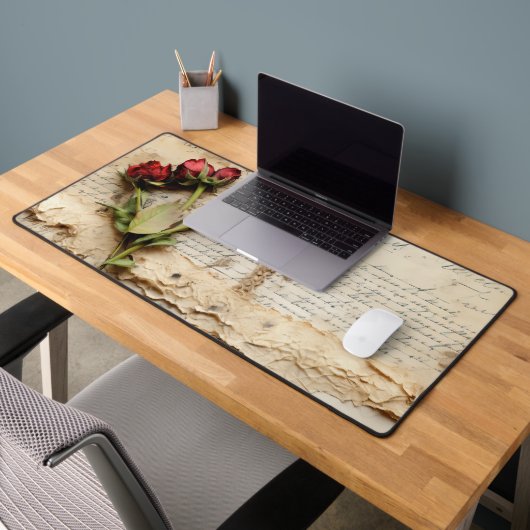 ヴィンテージパーチメント愛の手紙と花(2) デスクマット (オフィス2)