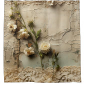 ヴィンテージパーチメント愛の手紙と花(3) シャワーカーテン (正面)