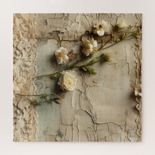 ヴィンテージパーチメント愛の手紙と花(3) ジグソーパズル (横)