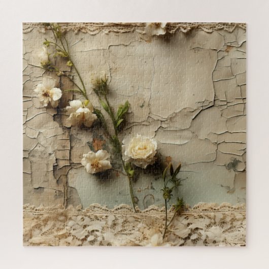 ヴィンテージパーチメント愛の手紙と花(3) ジグソーパズル (縦)