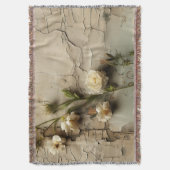 ヴィンテージパーチメント愛の手紙と花(3) スローブランケット (正面縦)