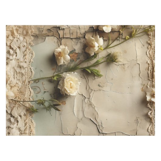 ヴィンテージパーチメント愛の手紙と花(3) テーブルクロス (正面(横))