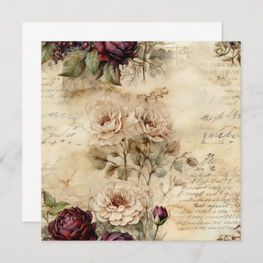 ヴィンテージパーチメント愛の手紙と花(7) (正面/裏面)