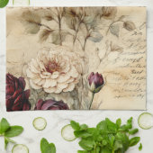 ヴィンテージパーチメント愛の手紙と花(7) キッチンタオル (折り畳み)