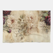 ヴィンテージパーチメント愛の手紙と花(7) キッチンタオル (横)