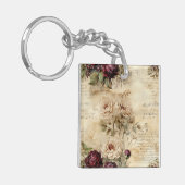 ヴィンテージパーチメント愛の手紙と花(7) キーホルダー (正面左)