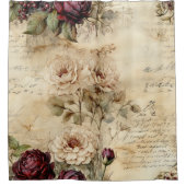 ヴィンテージパーチメント愛の手紙と花(7) シャワーカーテン (正面)