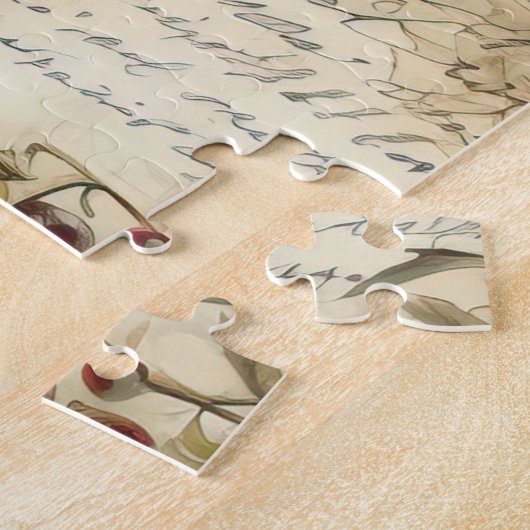 ヴィンテージパーチメント愛の手紙と花(7) ジグソーパズル (側面)