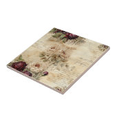 ヴィンテージパーチメント愛の手紙と花(7) タイル (側面)