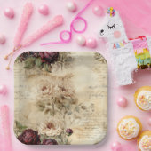 ヴィンテージパーチメント愛の手紙と花(7) ペーパープレート (パーティー)