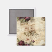 ヴィンテージパーチメント愛の手紙と花(7) マグネット (正面/裏面)