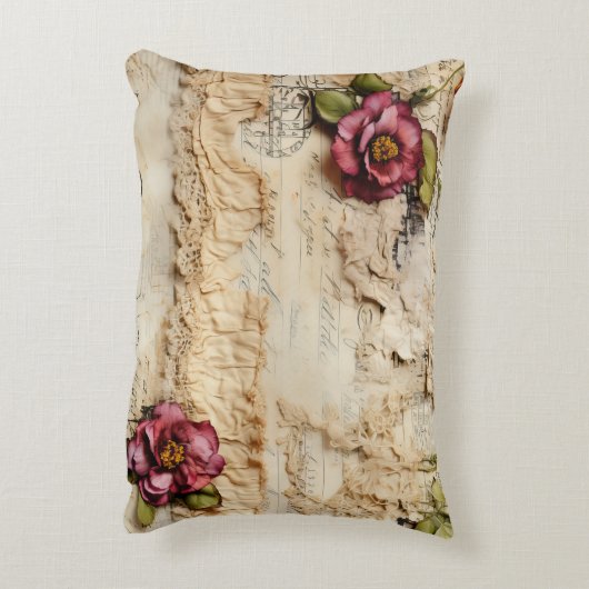 ヴィンテージパーチメント愛の手紙と花(8) アクセントクッション (裏面(縦))