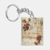 ヴィンテージパーチメント愛の手紙と花(8) キーホルダー (正面左)