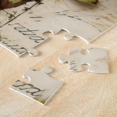 ヴィンテージパーチメント愛の手紙と花(8) ジグソーパズル (側面)