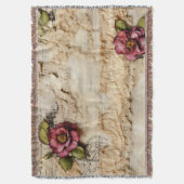 ヴィンテージパーチメント愛の手紙と花(8) スローブランケット (正面縦)