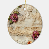 ヴィンテージパーチメント愛の手紙と花(8) セラミックオーナメント (左)