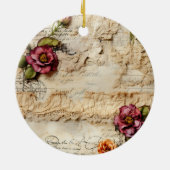 ヴィンテージパーチメント愛の手紙と花(8) セラミックオーナメント (裏面)