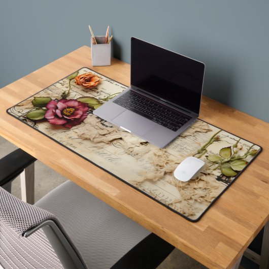 ヴィンテージパーチメント愛の手紙と花(8) デスクマット (オフィス2)