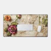 ヴィンテージパーチメント愛の手紙と花(8) デスクマット (キーボード&マウス)