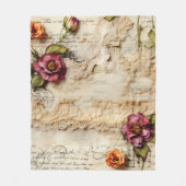 ヴィンテージパーチメント愛の手紙と花(8) フリースブランケット (正面)