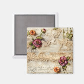 ヴィンテージパーチメント愛の手紙と花(8) マグネット (正面/裏面)