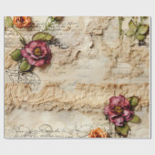 ヴィンテージパーチメント愛の手紙と花(8) ラッピングペーパー (フラット)