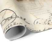 ヴィンテージパーチメント愛の手紙と花(8) ラッピングペーパー (ロールコーナー)