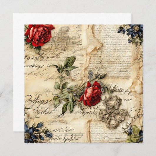 ヴィンテージパーチメント愛の手紙と花(9) (正面/裏面)
