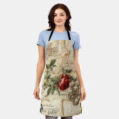 ヴィンテージパーチメント愛の手紙と花(9) エプロン (着用した状態)