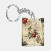 ヴィンテージパーチメント愛の手紙と花(9) キーホルダー (正面左)