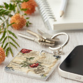 ヴィンテージパーチメント愛の手紙と花(9) キーホルダー (正面右)
