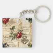 ヴィンテージパーチメント愛の手紙と花(9) キーホルダー (裏面)