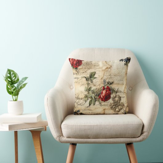 ヴィンテージパーチメント愛の手紙と花(9) クッション (椅子)
