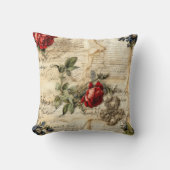 ヴィンテージパーチメント愛の手紙と花(9) クッション (正面)