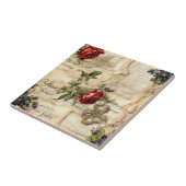 ヴィンテージパーチメント愛の手紙と花(9) タイル (側面)