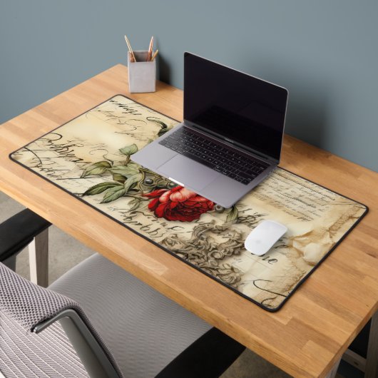 ヴィンテージパーチメント愛の手紙と花(9) デスクマット (オフィス2)