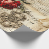 ヴィンテージパーチメント愛の手紙と花(9) ラッピングペーパー (角)